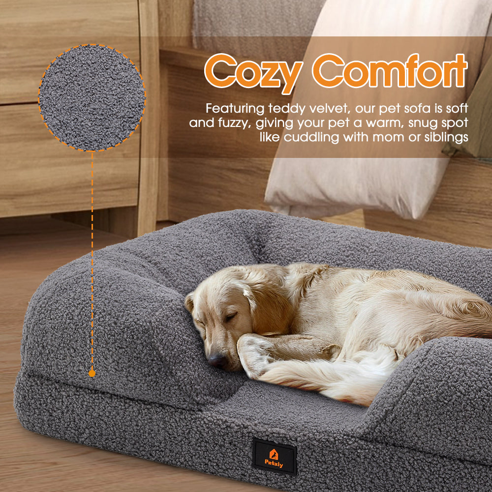 Petzly Memory Foam Dog Bed Pet Sofa Calming Bed Washable Removable - Sunyee