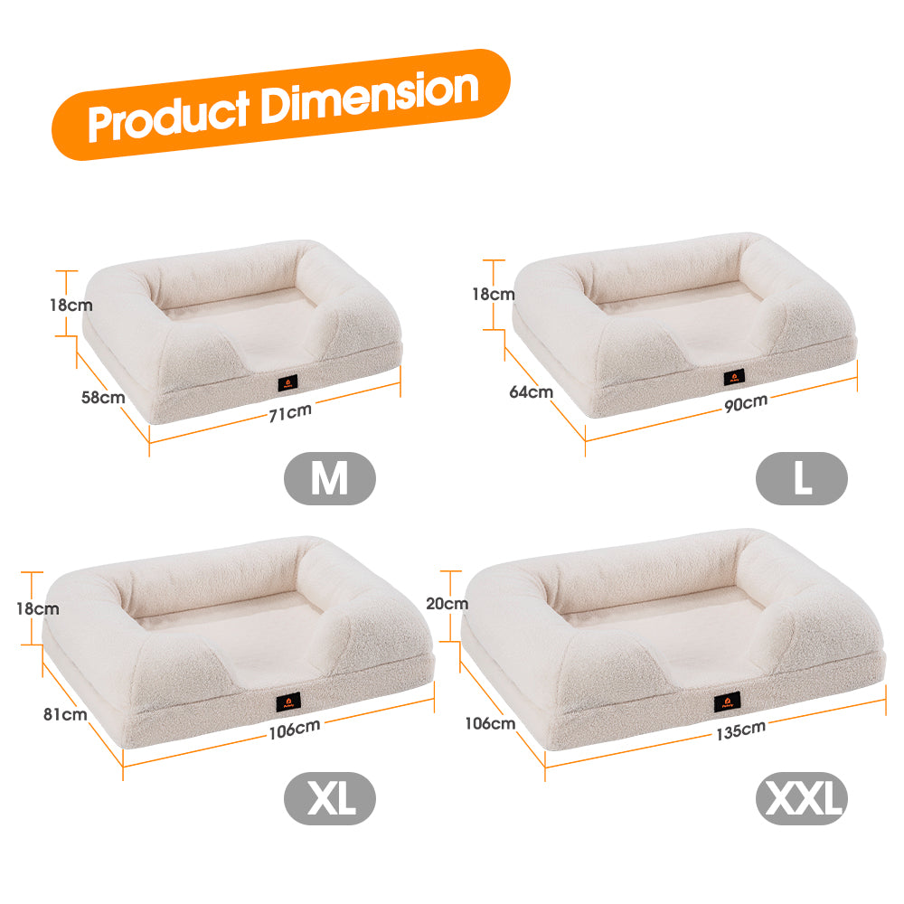 Petzly Memory Foam Dog Bed Pet Sofa Calming Bed Washable Removable - Sunyee