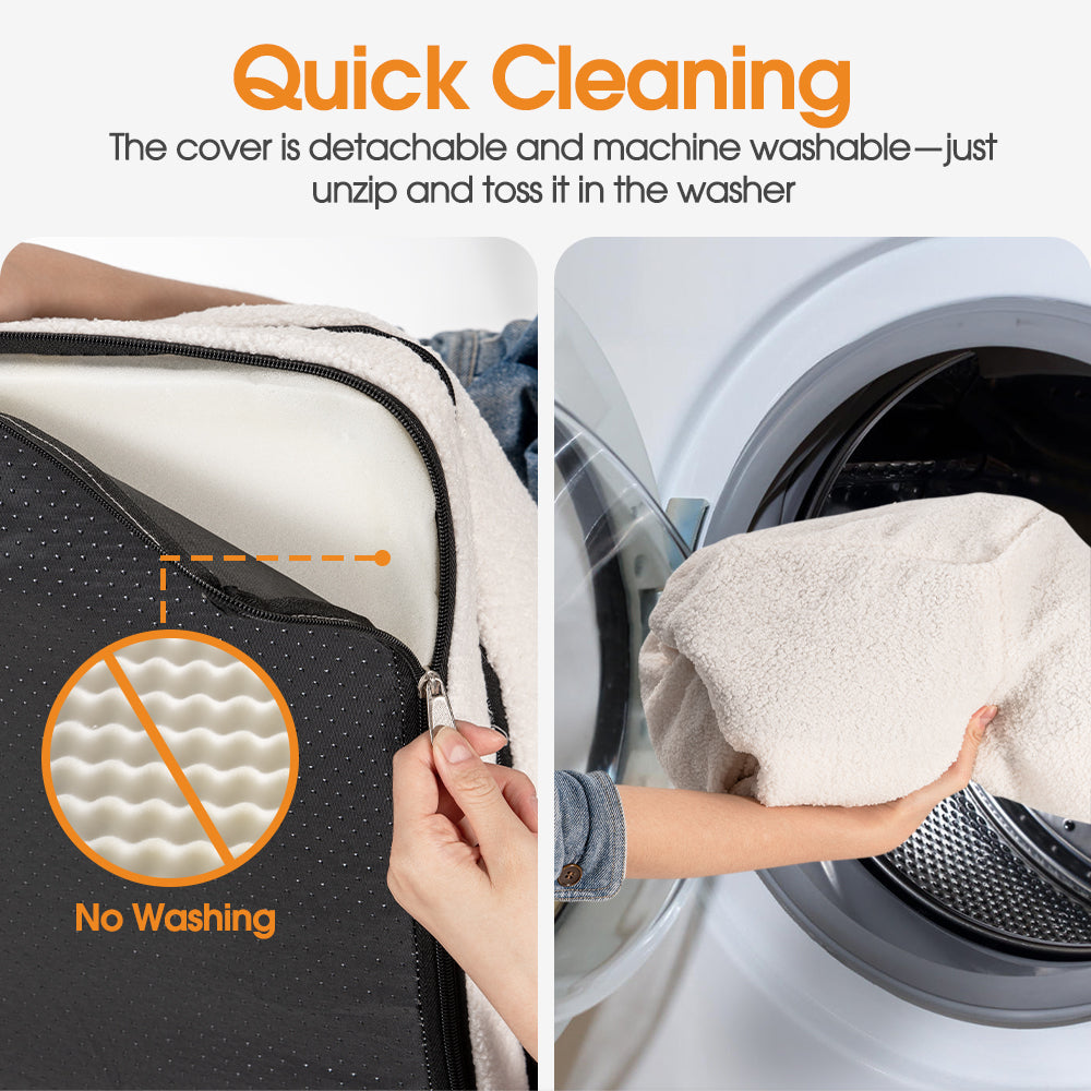 Petzly Memory Foam Dog Bed Pet Sofa Calming Bed Washable Removable White X Large - Sunyee