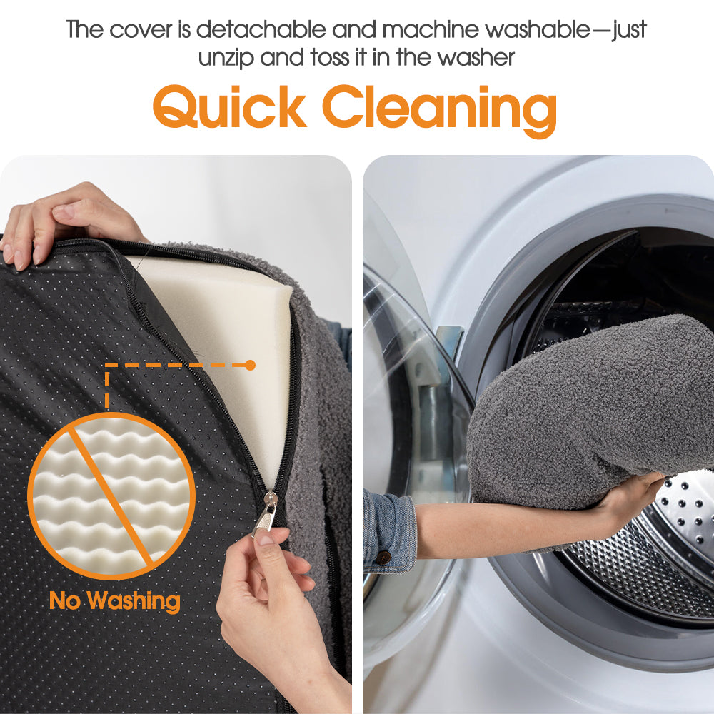 Petzly Memory Foam Dog Bed Pet Sofa Calming Bed Washable Removable Grey XX Large - Sunyee