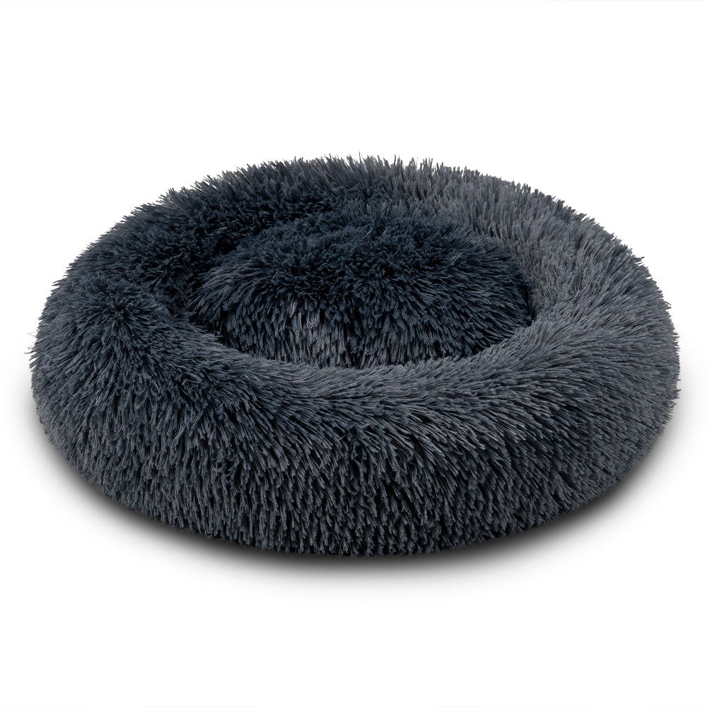 Petzly Dog Cat Calming Bed Warm Soft Plush Round Waterproof 80CM Bed Light Dark Blue - Sunyee