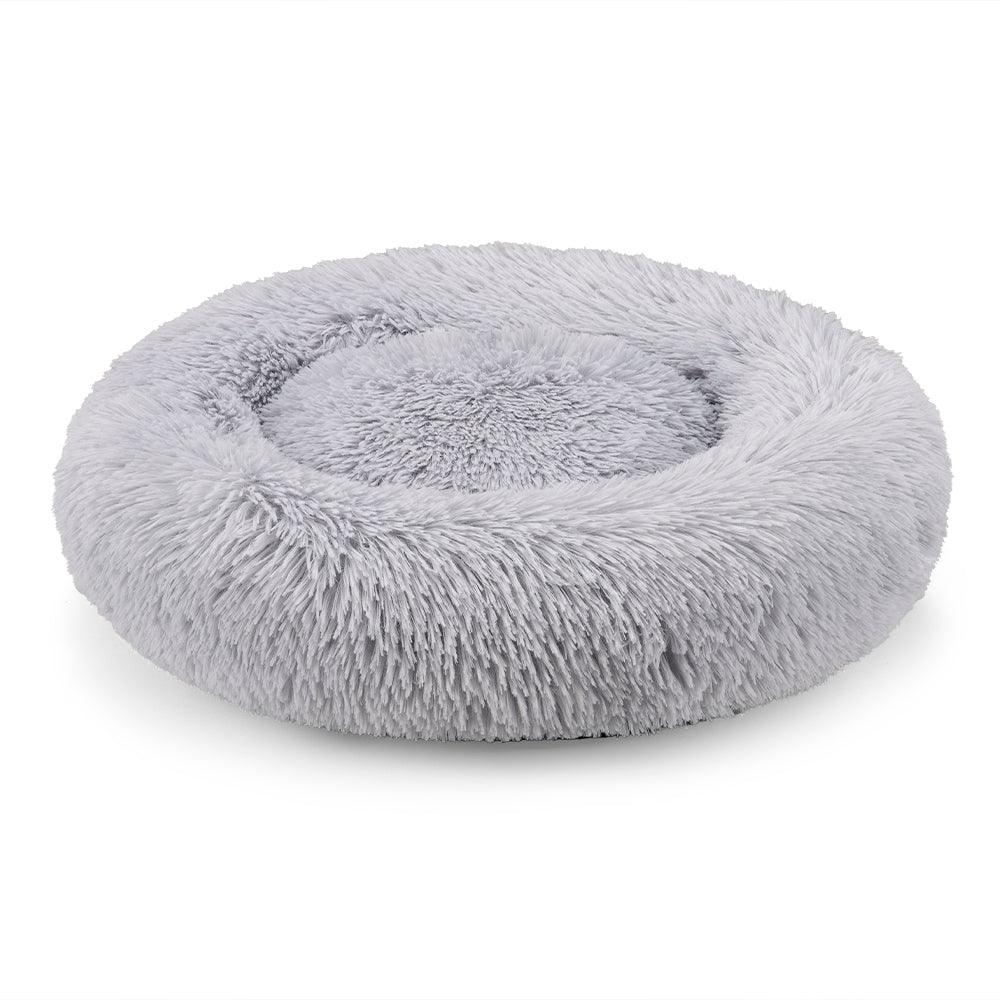 Petzly Dog Cat Calming Bed Warm Soft Plush Round Waterproof 120CM Bed Light Grey - Sunyee