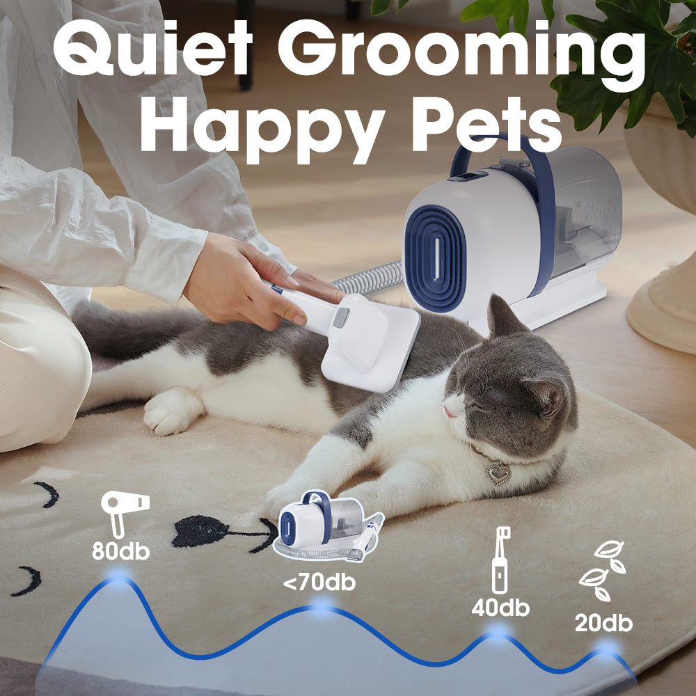 Petzly Pet Grooming Kit 7 in 1 Kit Cat Dog Pet Hair Vacuum Blue - Sunyee
