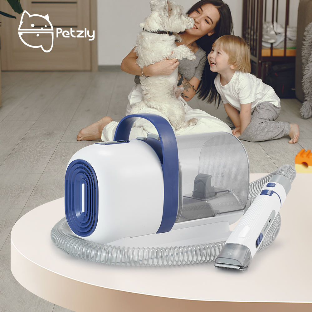 Petzly Pet Grooming Kit 7 in 1 Kit Cat Dog Pet Hair Vacuum Blue - Sunyee