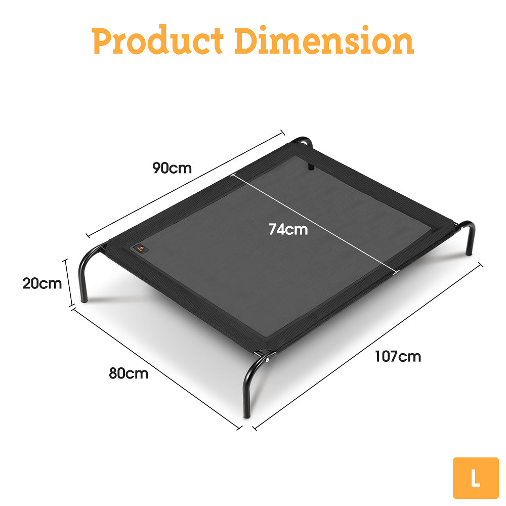 Petzly Cooling Elevated Pet Dog Bed for Large Dog Washable Breathable Mesh Black - Sunyee