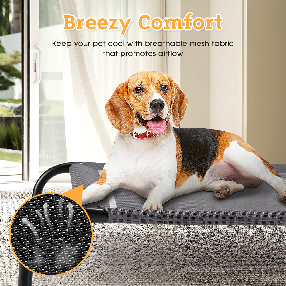 Petzly Cooling Elevated Pet Dog Bed for Large Dog Washable Breathable Mesh Grey - Sunyee