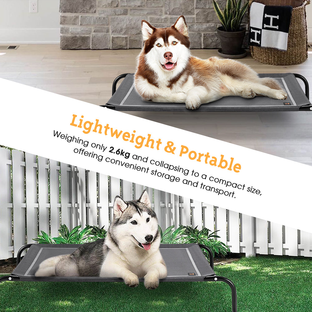 Petzly Cooling Elevated Pet Dog Bed for Large Dog Washable Breathable Mesh Grey - Sunyee