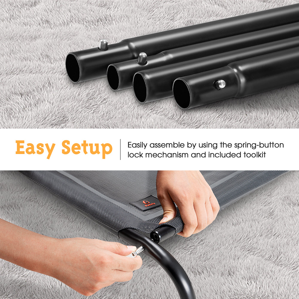 Petzly Cooling Elevated Pet Dog Bed for Large Dog Washable Breathable Mesh Grey - Sunyee