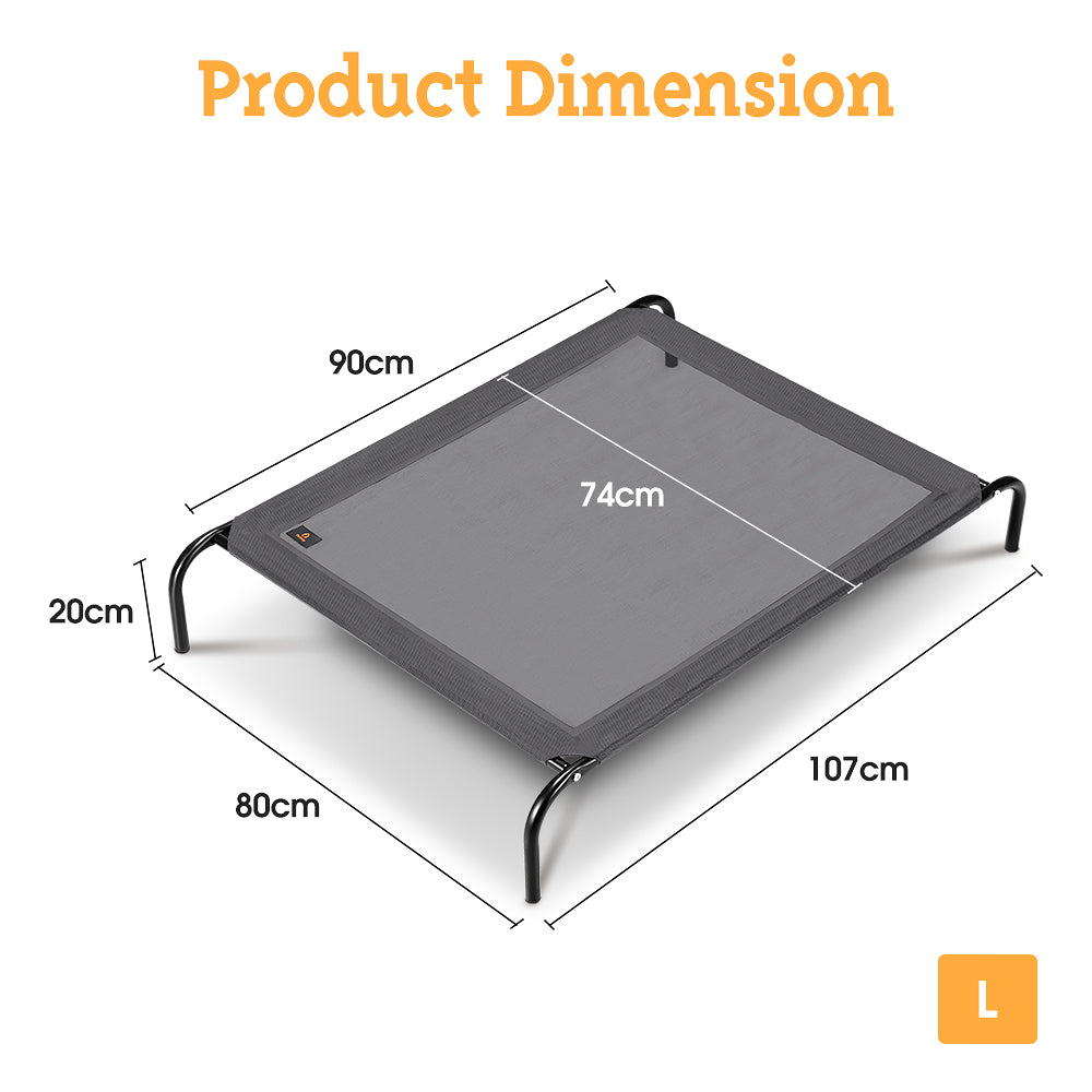 Petzly Cooling Elevated Pet Dog Bed for Large Dog Washable Breathable Mesh Grey - Sunyee
