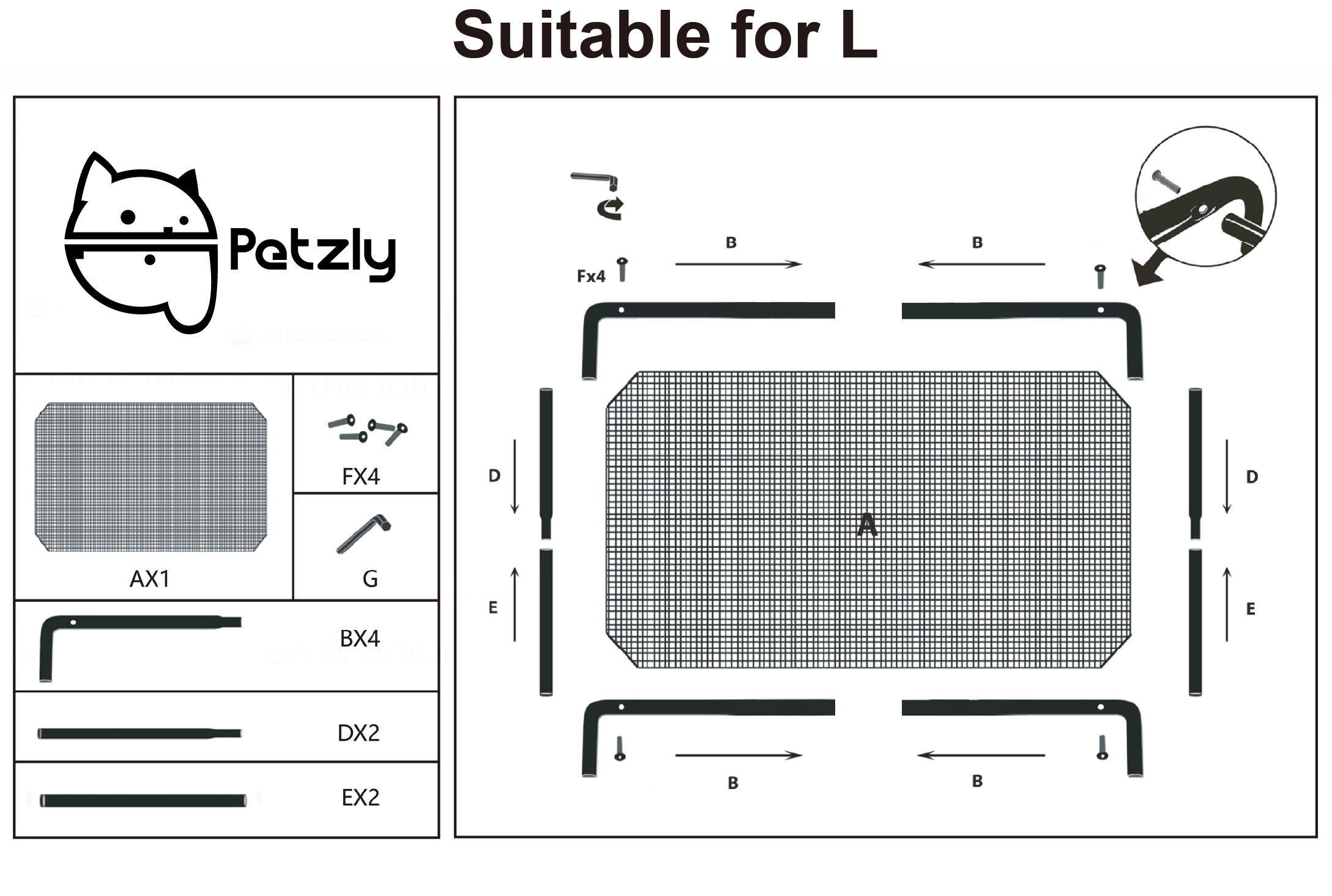 Petzly Cooling Elevated Pet Dog Bed for Large Dog Washable Breathable Mesh Black - Sunyee