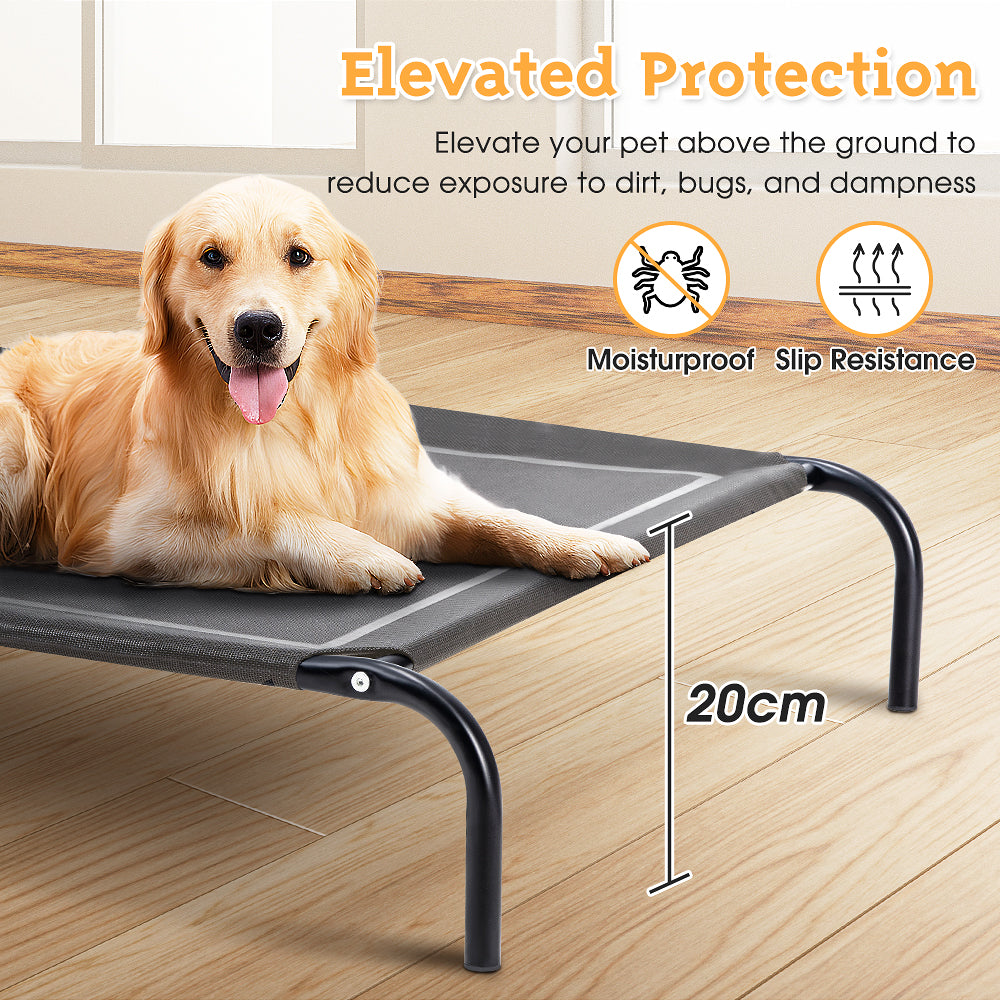 Petzly Cooling Elevated Pet Dog Bed for Medium Dog Washable Breathable Mesh Grey - Sunyee