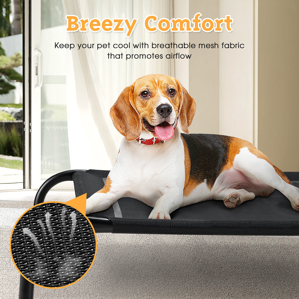 Petzly Cooling Elevated Pet Dog Bed Washable Breathable Mesh Heavy Duty XL Black - Sunyee