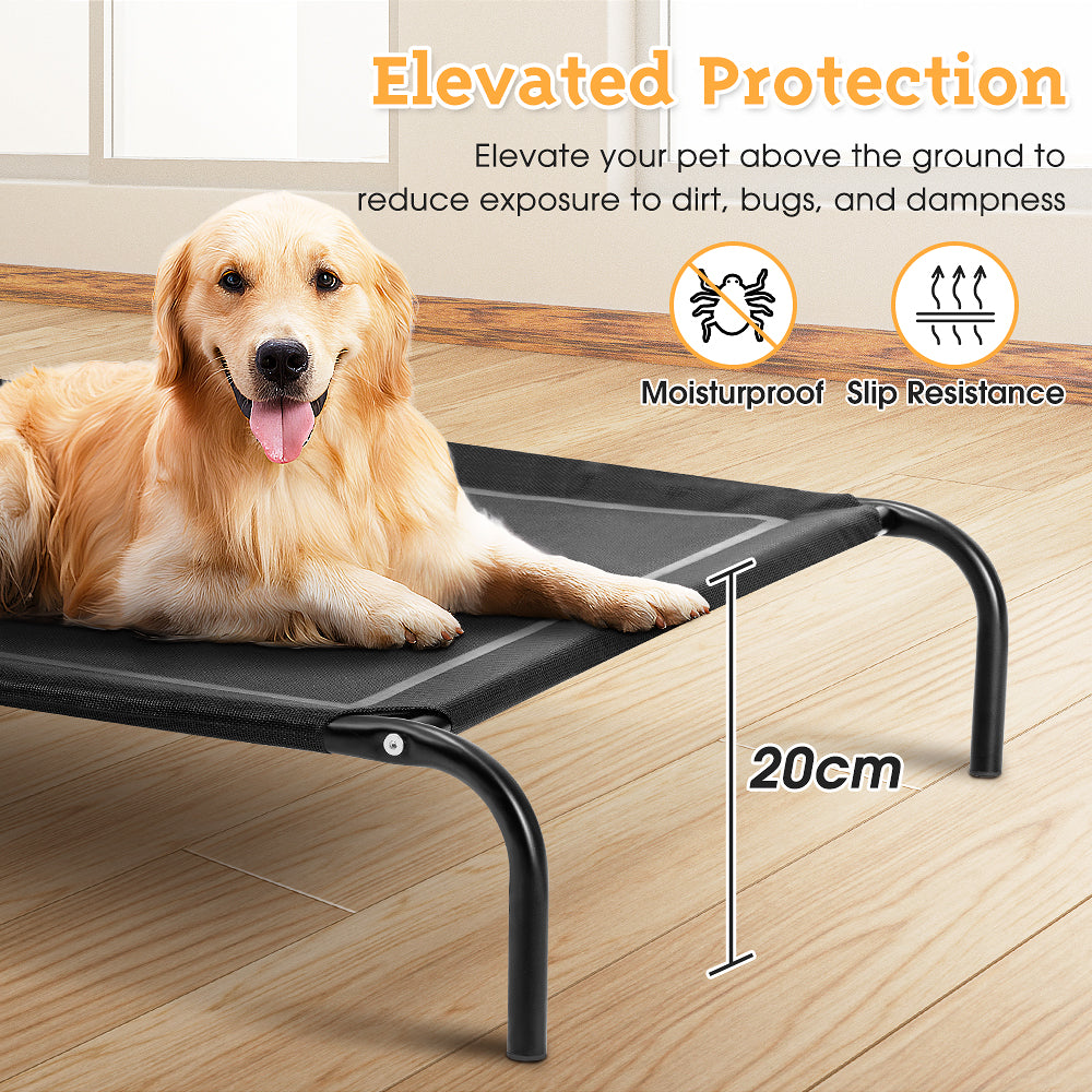 Petzly Cooling Elevated Pet Dog Bed Washable Breathable Mesh Heavy Duty XL Black - Sunyee