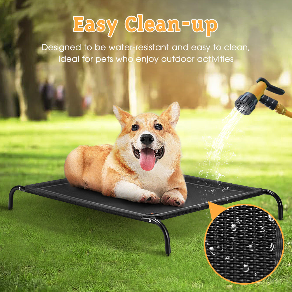 Petzly Cooling Elevated Pet Dog Bed Washable Breathable Mesh Heavy Duty XL Black - Sunyee