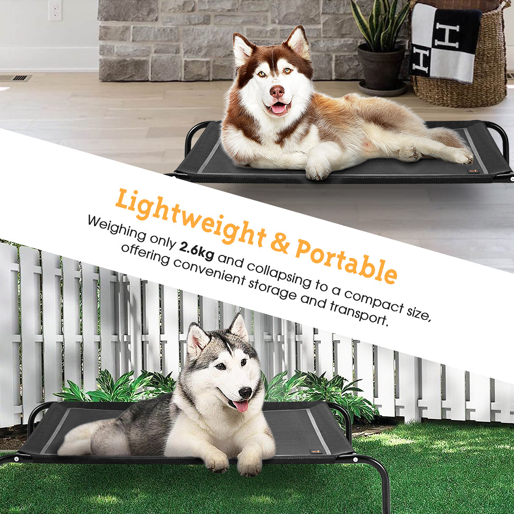 Petzly Cooling Elevated Pet Dog Bed Washable Breathable Mesh Heavy Duty XL Black - Sunyee