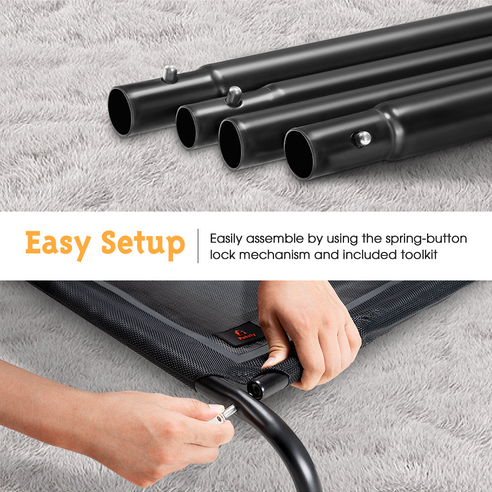 Petzly Cooling Elevated Pet Dog Bed Washable Breathable Mesh Heavy Duty XL Black - Sunyee