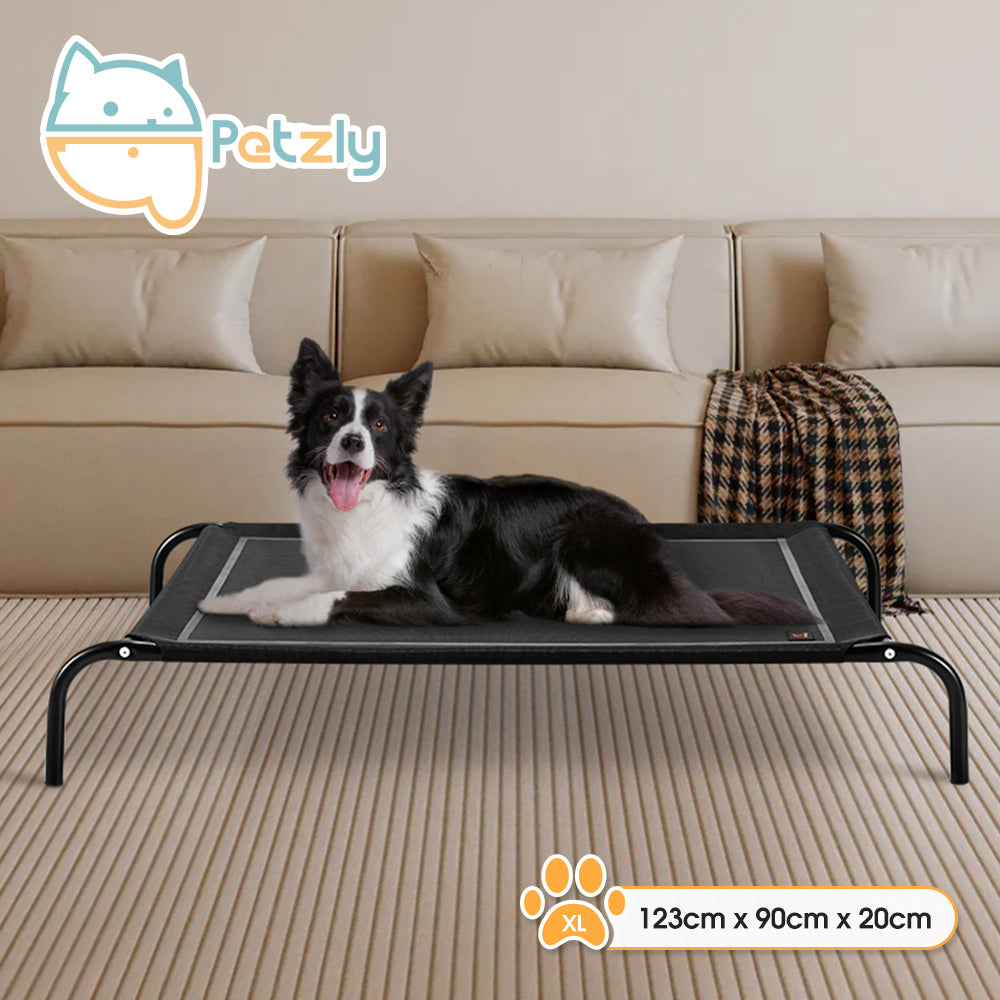 Petzly Cooling Elevated Pet Dog Bed Washable Breathable Mesh Heavy Duty XL Black - Sunyee