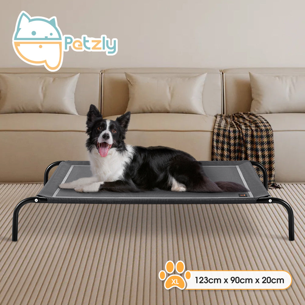 Petzly Cooling Elevated Pet Dog Bed Washable Breathable Mesh Heavy Duty XL Grey - Sunyee