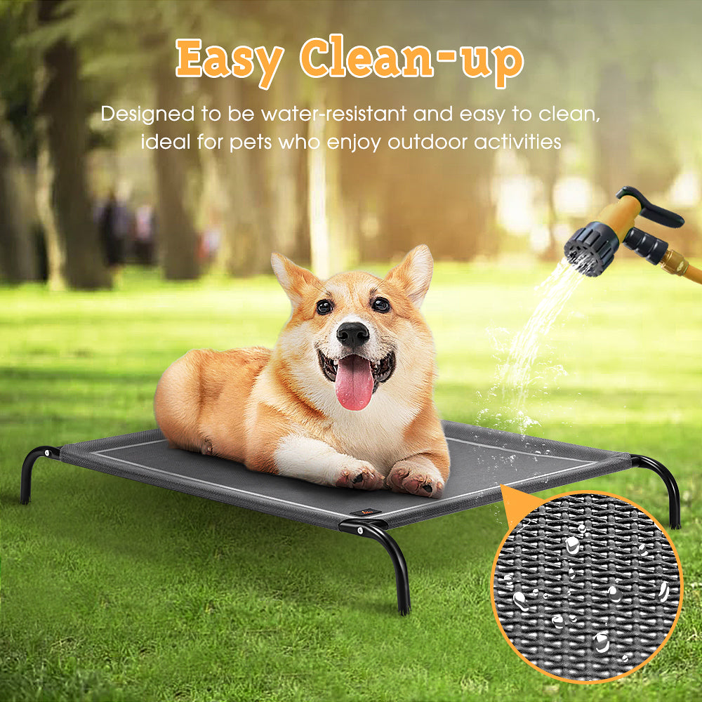 Petzly Cooling Elevated Pet Dog Bed Washable Breathable Mesh Heavy Duty XXL Grey - Sunyee
