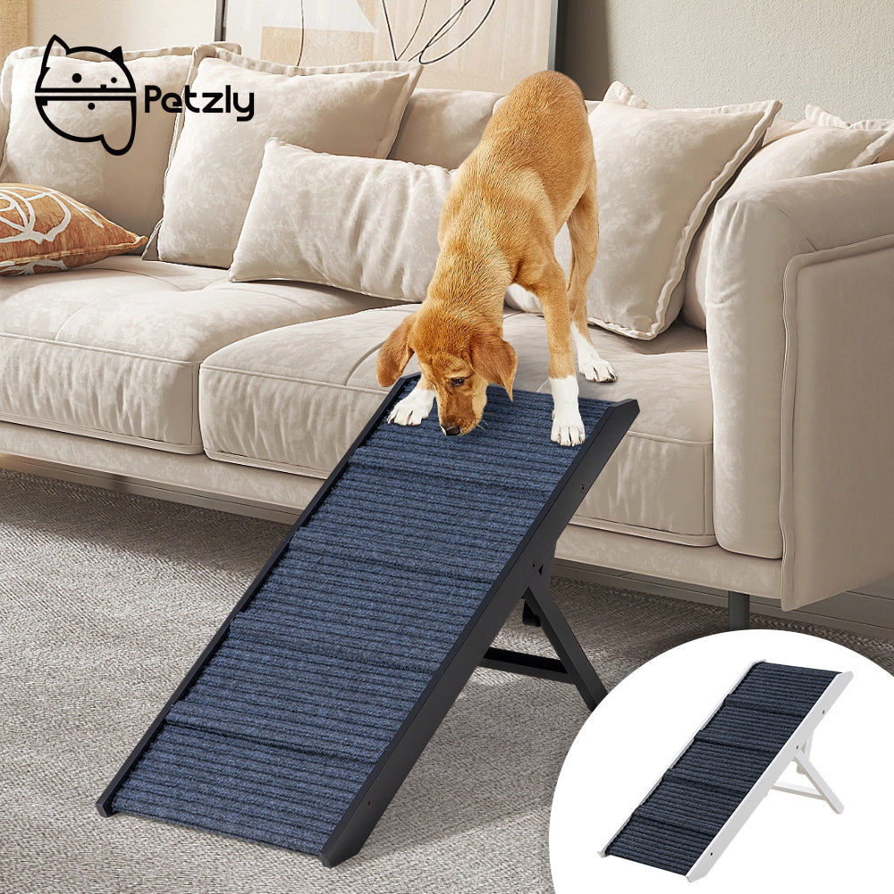 Petzly Foldable Dog Ramp Adjustable Height Pet Ramp Folding Portable Black/White - Sunyee