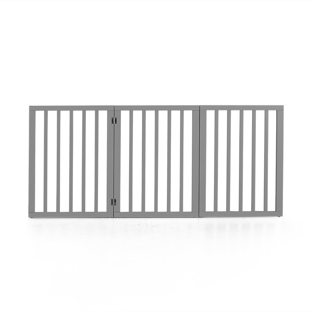 Petzly Pet Gate Dog Fence Safety Barrier Security Door 3 Panel 61cm Grey - Sunyee