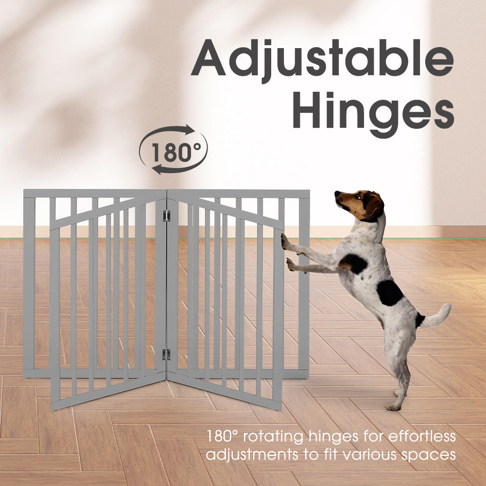 Petzly Pet Gate Dog Fence Safety Barrier Security Door 3 Panel 61cm Grey - Sunyee