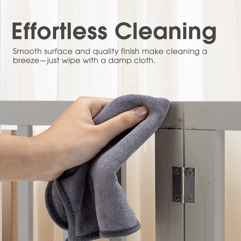 Petzly Pet Gate Dog Fence Safety Barrier Security Door 3 Panel 61cm Grey - Sunyee