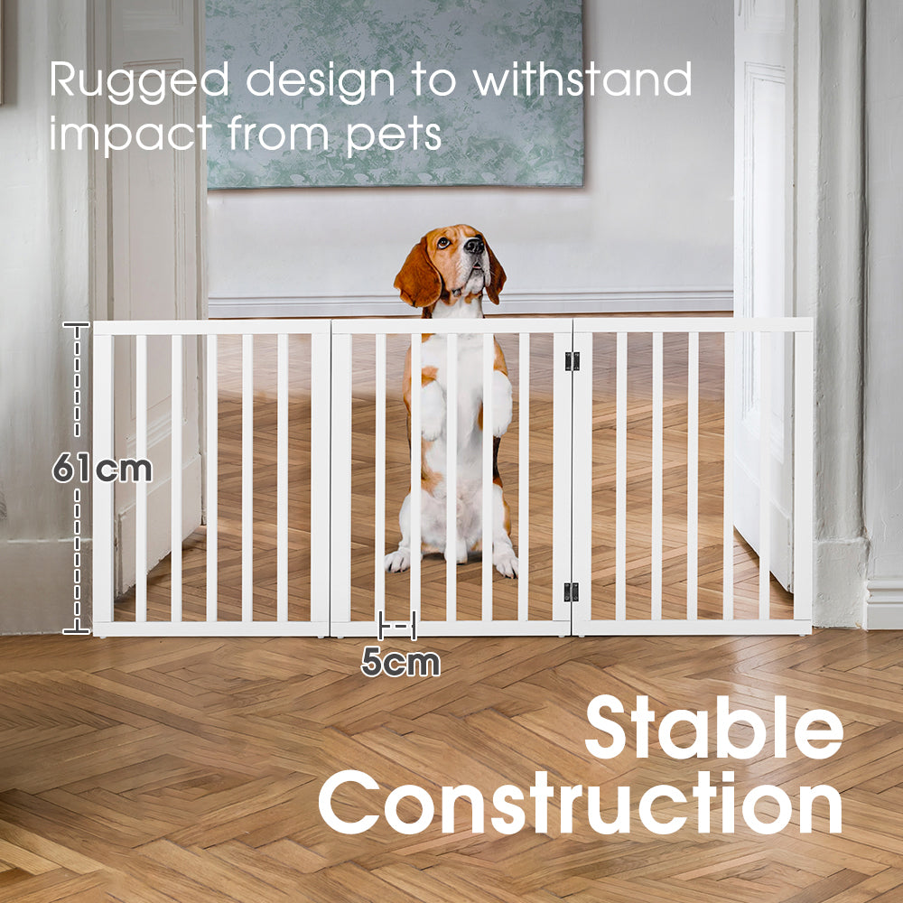 Petzly Pet Gate Dog Fence Safety Barrier Security Door 3 Panel 61cm White - Sunyee