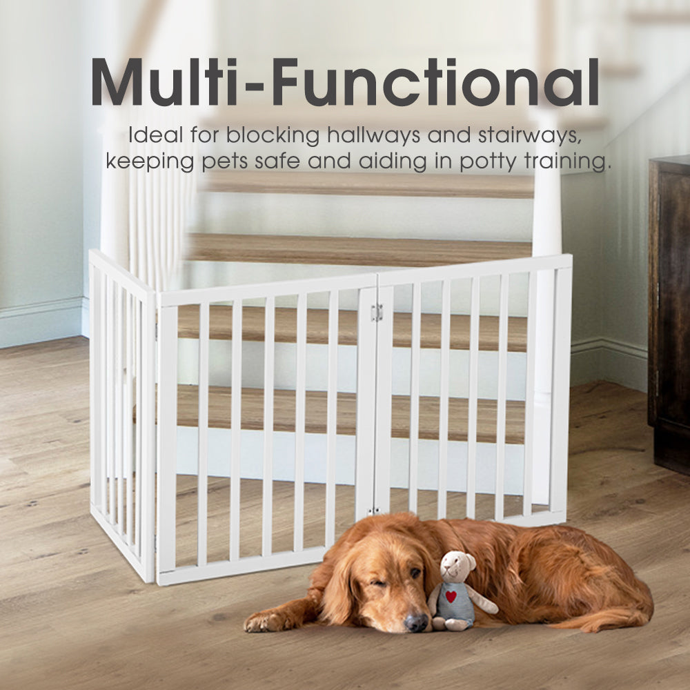 Petzly Pet Gate Dog Fence Safety Barrier Security Door 3 Panel 61cm White - Sunyee