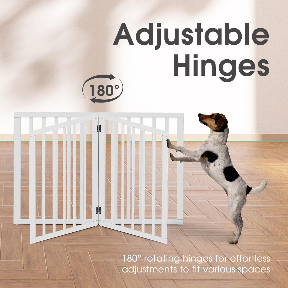 Petzly Pet Gate Dog Fence Safety Barrier Security Door 3 Panel 61cm White - Sunyee