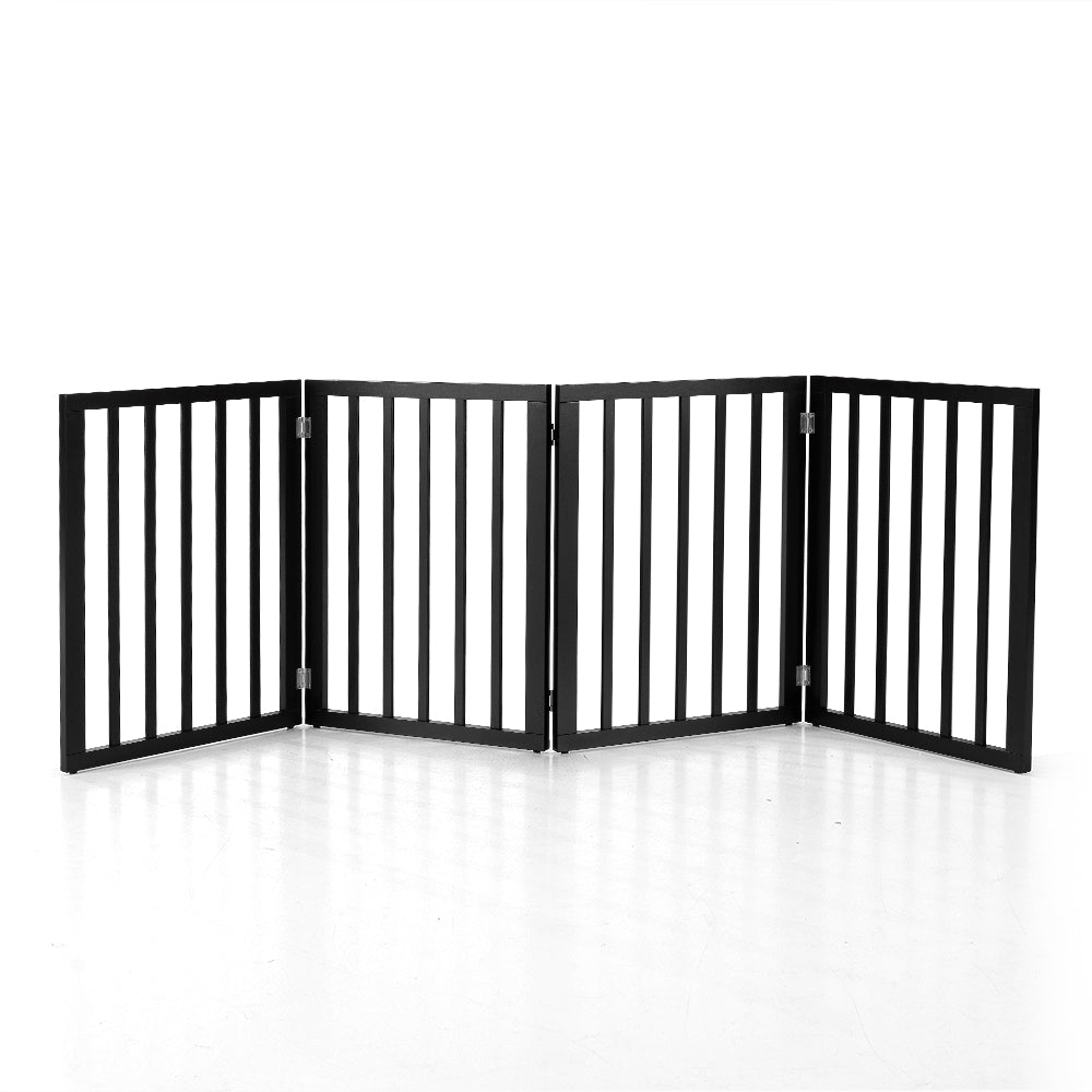Petzly Pet Gate Dog Fence Safety Barrier Security Door 4 Panel 61cm Black - Sunyee