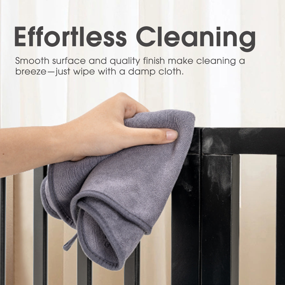 Petzly Pet Gate Dog Fence Safety Barrier Security Door 4 Panel 61cm Black - Sunyee