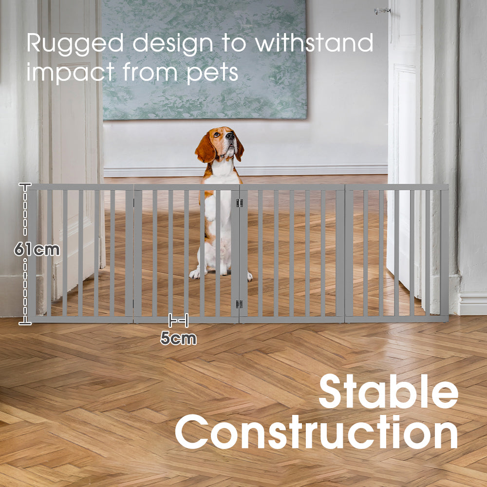 Petzly Pet Gate Dog Fence Safety Barrier Security Door 4 Panel 61cm Grey - Sunyee