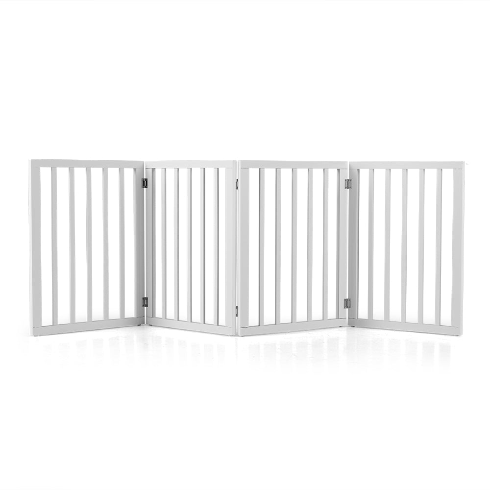 Petzly Pet Gate Dog Fence Safety Barrier Security Door 4 Panel 61cm White - Sunyee