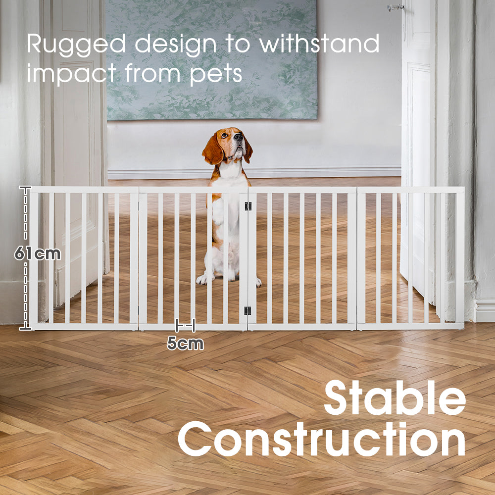 Petzly Pet Gate Dog Fence Safety Barrier Security Door 4 Panel 61cm White - Sunyee