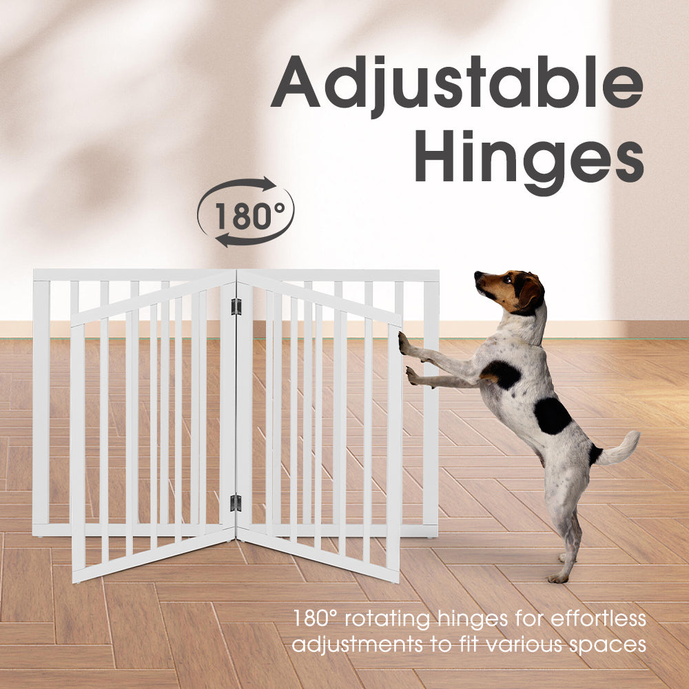 Petzly Pet Gate Dog Fence Safety Barrier Security Door 4 Panel 61cm White - Sunyee
