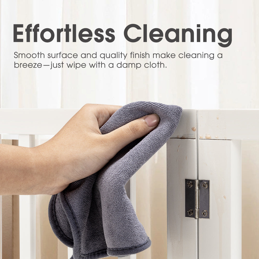 Petzly Wooden Pet Gate Dog Fence Safety Barrier Security Door 6 Panel 61cm White - Sunyee