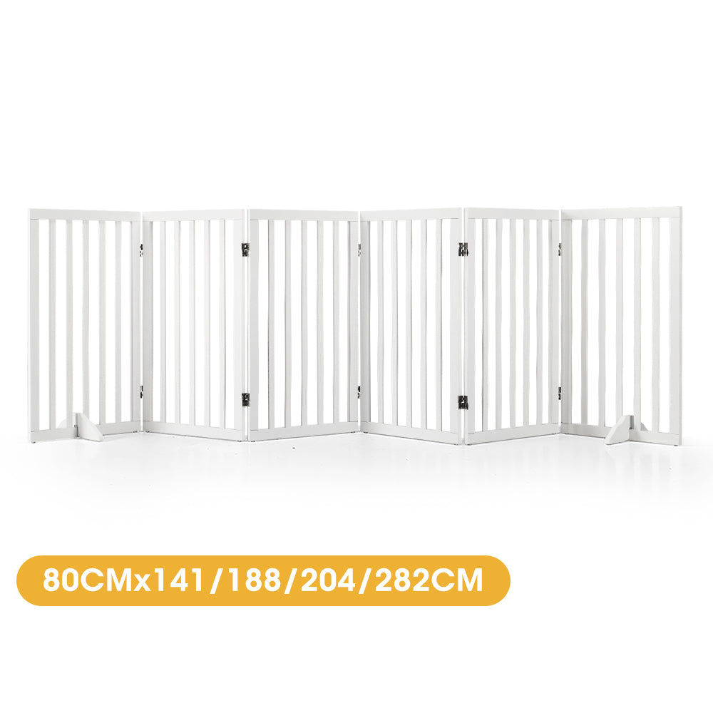 Petzly Pet Gate Dog Fence Safety Barrier with Support Feet 80cm White - Sunyee