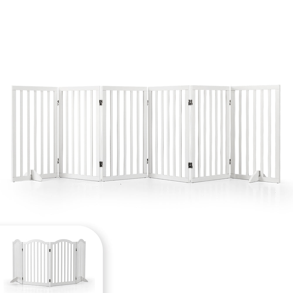 Petzly Pet Gate Dog Fence Safety Barrier with Support Feet 80cm White - Sunyee