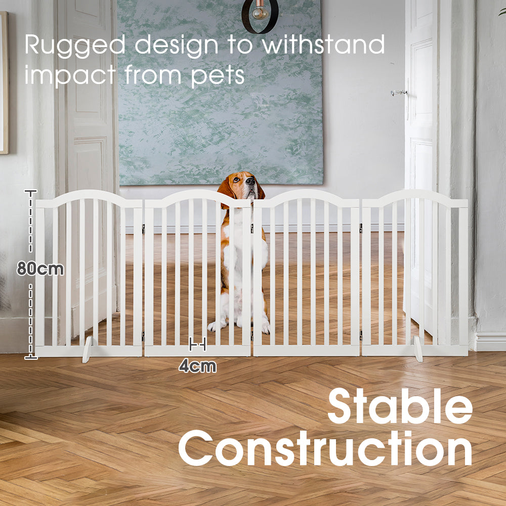 Petzly Pet Gate Dog Fence Safety Barrier with Support Feet 80cm White - Sunyee