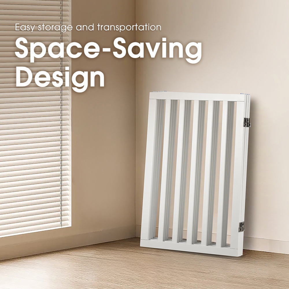 Petzly Pet Gate Dog Fence Safety Barrier with Support Feet 80cm White - Sunyee