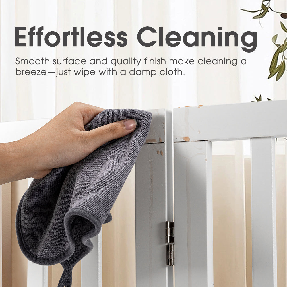 Petzly Pet Gate Dog Fence Safety Barrier with Support Feet 3 Panel 80cm White - Sunyee