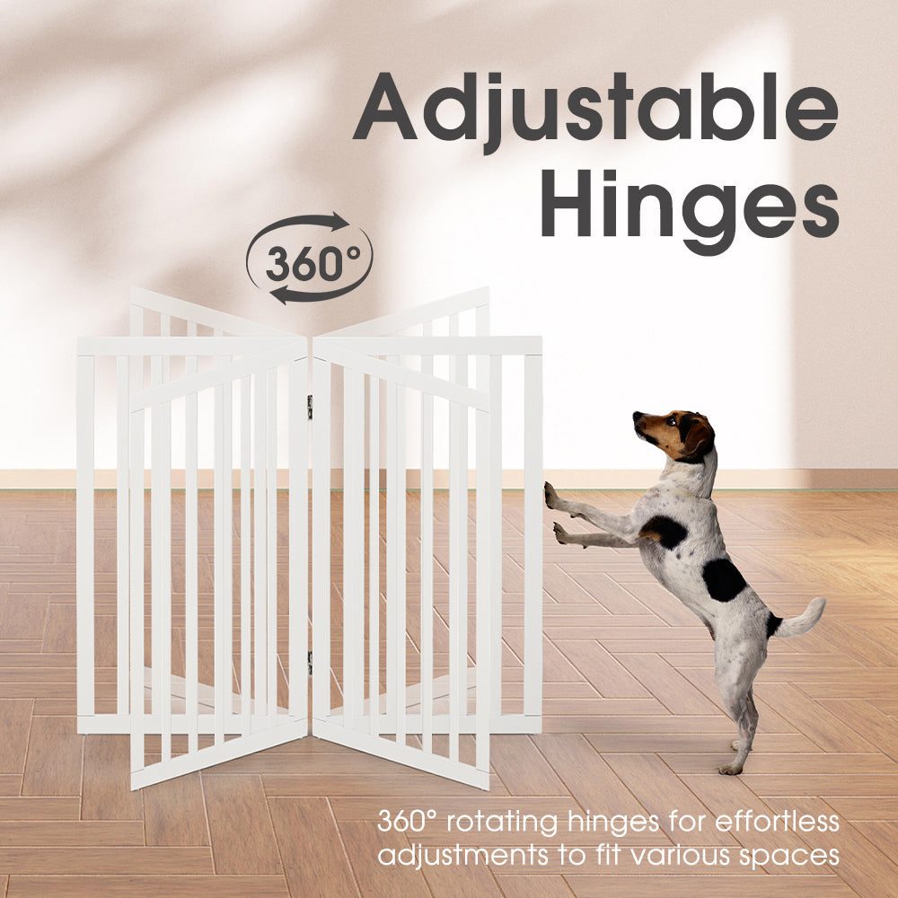 Petzly Pet Gate Dog Fence Safety Barrier with Support Feet 4 Panel 80cm White - Sunyee