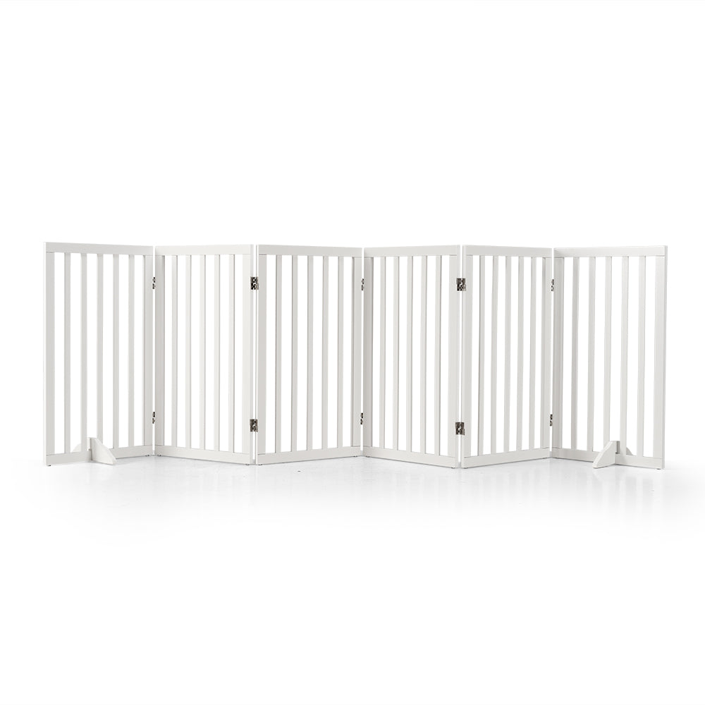 Petzly Pet Gate Dog Fence Safety Barrier with Support Feet 80cm White - Sunyee