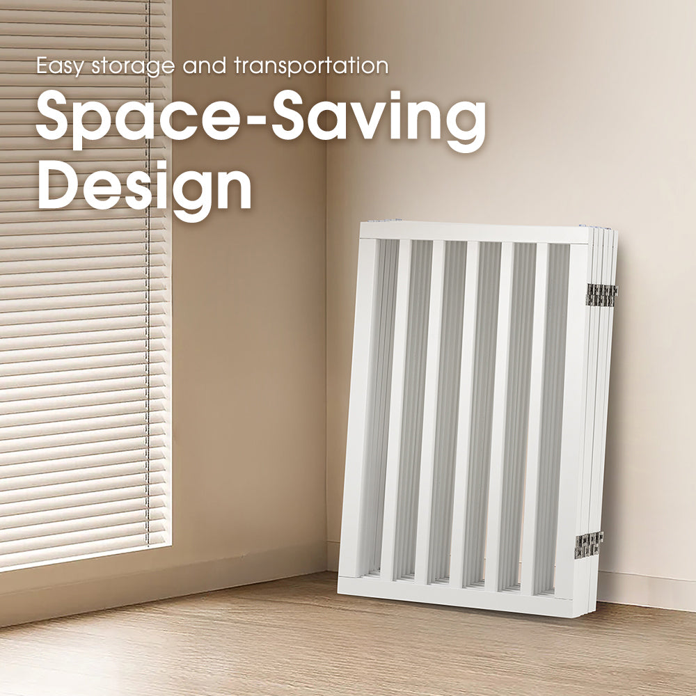 Petzly Pet Gate Dog Fence Safety Barrier with Support Feet 6 Panel 80cm White - Sunyee