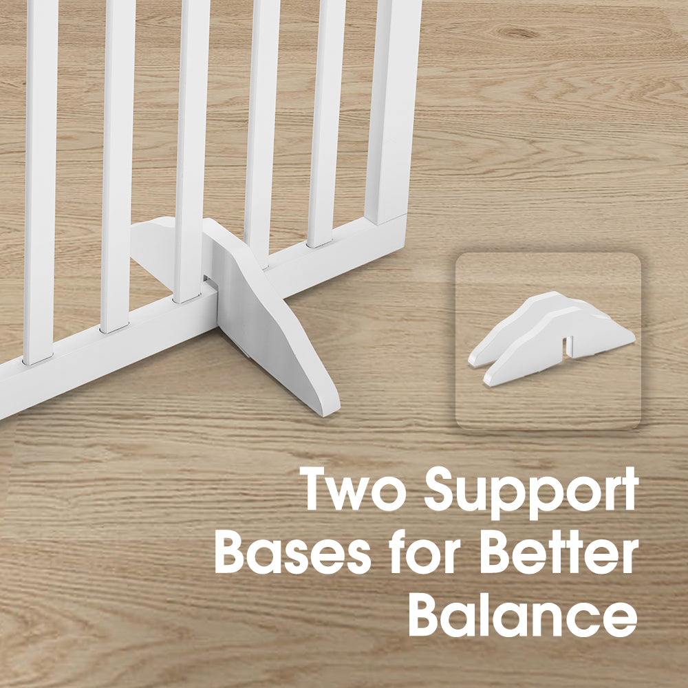 Petzly Pet Gate Dog Fence Safety Barrier with Support Feet 6 Panel 80cm White - Sunyee