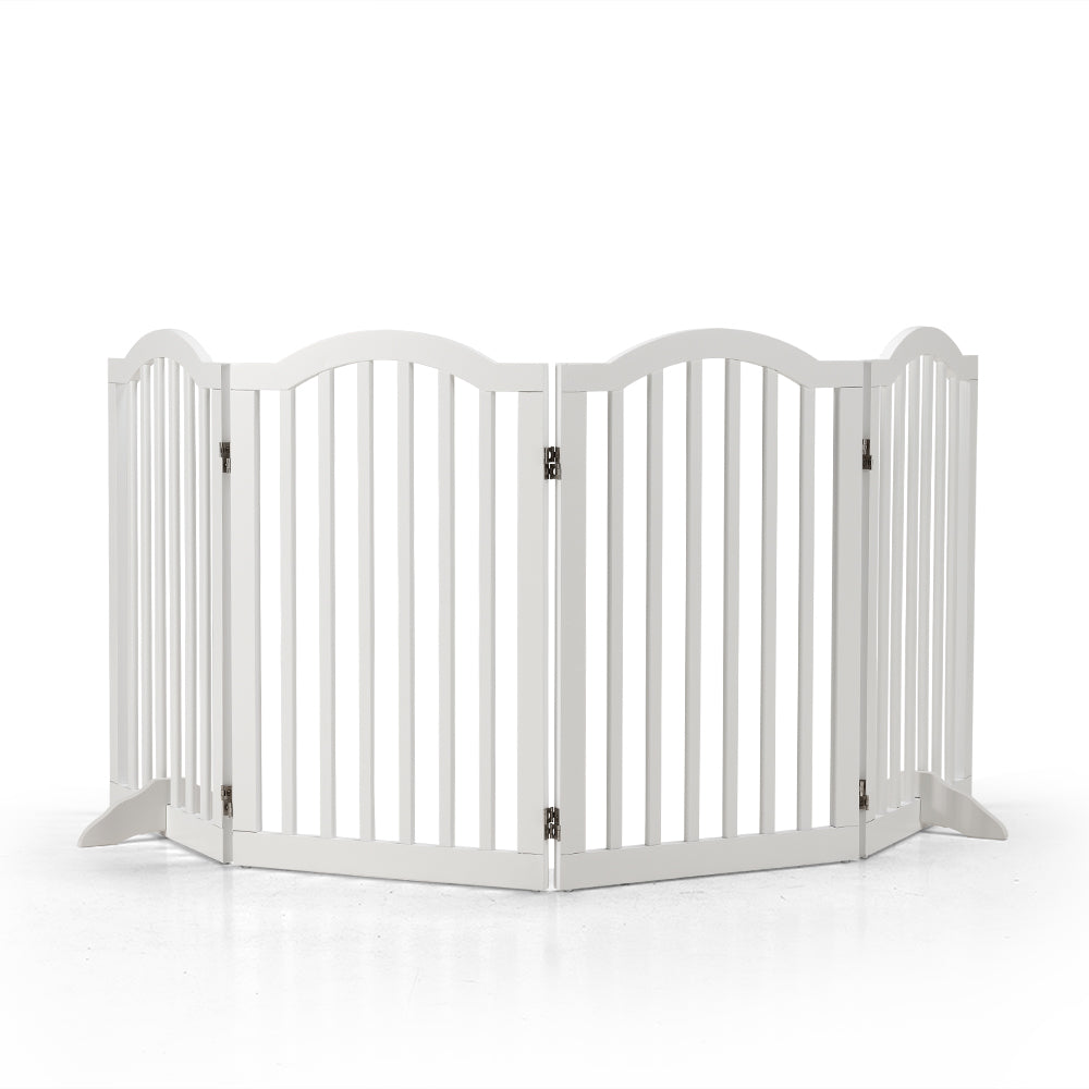 Petzly Pet Gate Dog Fence Safety Barrier with Support Feet 80cm White - Sunyee