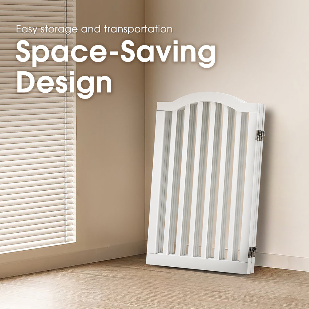 Petzly Arched Pet Gate Dog Fence Safety Barrier with Support Feet 4 Panel 80cm - Sunyee