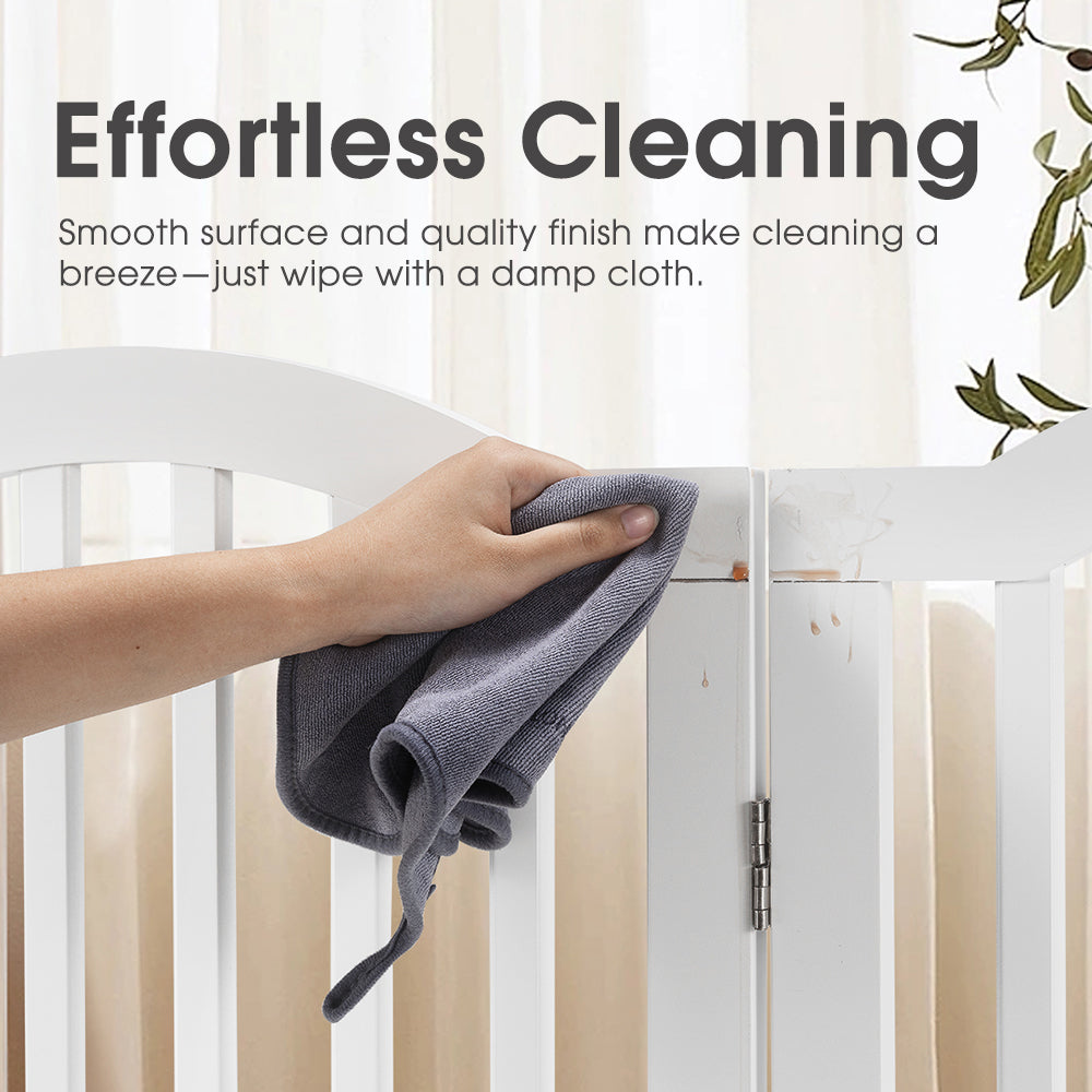 Petzly Arched Pet Gate Dog Fence Safety Barrier with Support Feet 4 Panel 80cm - Sunyee