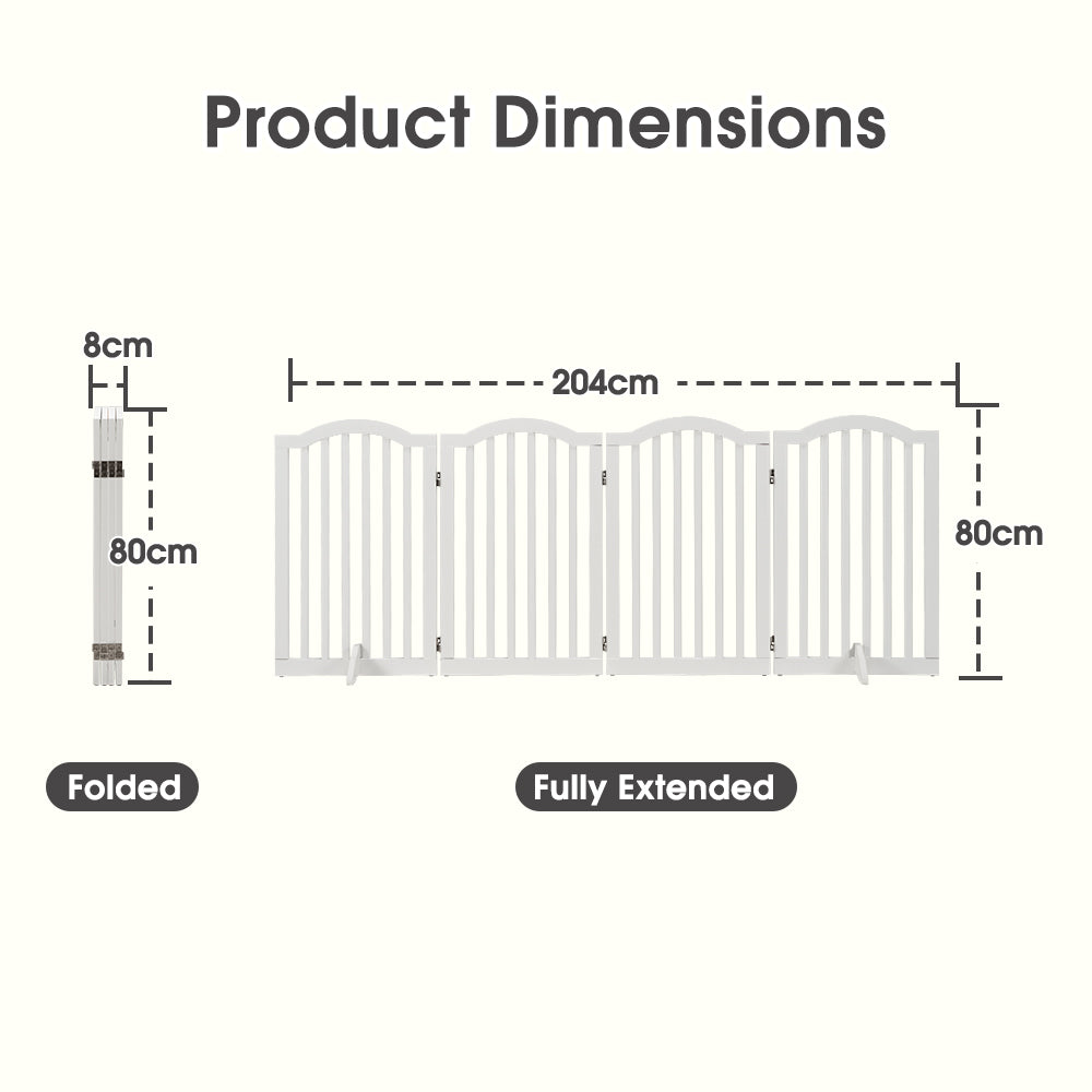 Petzly Arched Pet Gate Dog Fence Safety Barrier with Support Feet 4 Panel 80cm - Sunyee